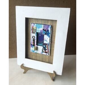 Mixed Media Collage Art Signed G. W. Sewell Framed 3-D Shadowbox Without Glass